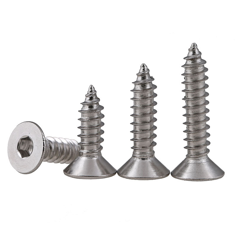 M6 304 Stainless Steel Hex Drive Flat Head Self-tapping Screws