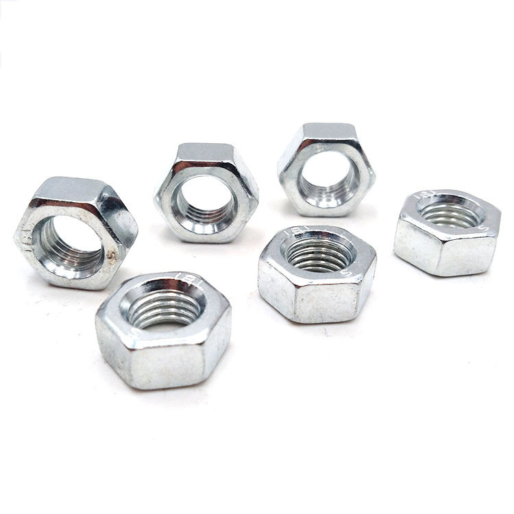 M5-M10 Grade 4.8 Left-Hand Threaded White Zinc Plated Hex Nuts