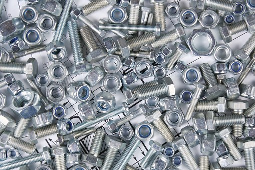 Hardware Bolts And Nuts Top View Background